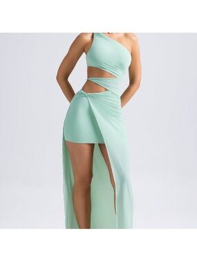 OhPolly One-Shoulder Mint Cutout Maxi Dress